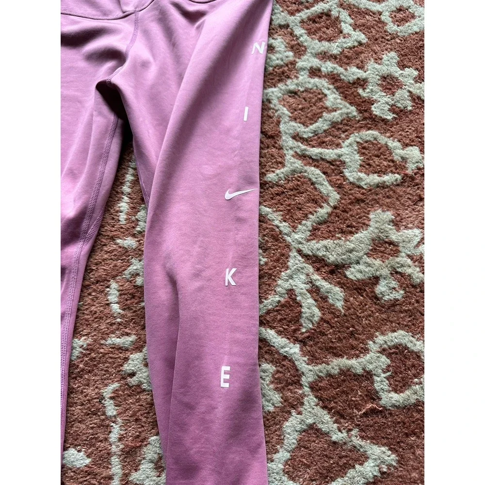 Nike Dri Fit Mauve Pink Spellout‎ Leggings M Medium